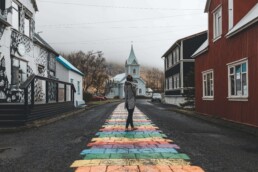 A girl in Seydisfjordur, Iceland