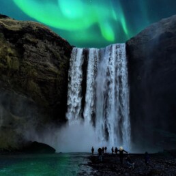 Skogafoss northern lights