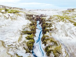 frozen river in Fja&eth;r&aacute;rglj&uacute;fur